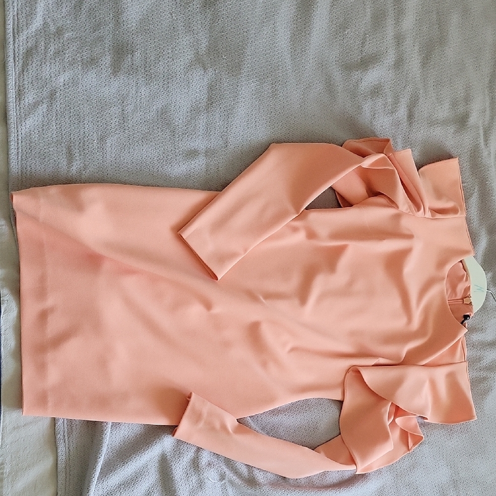 Elegant Peach Ruffle Dress